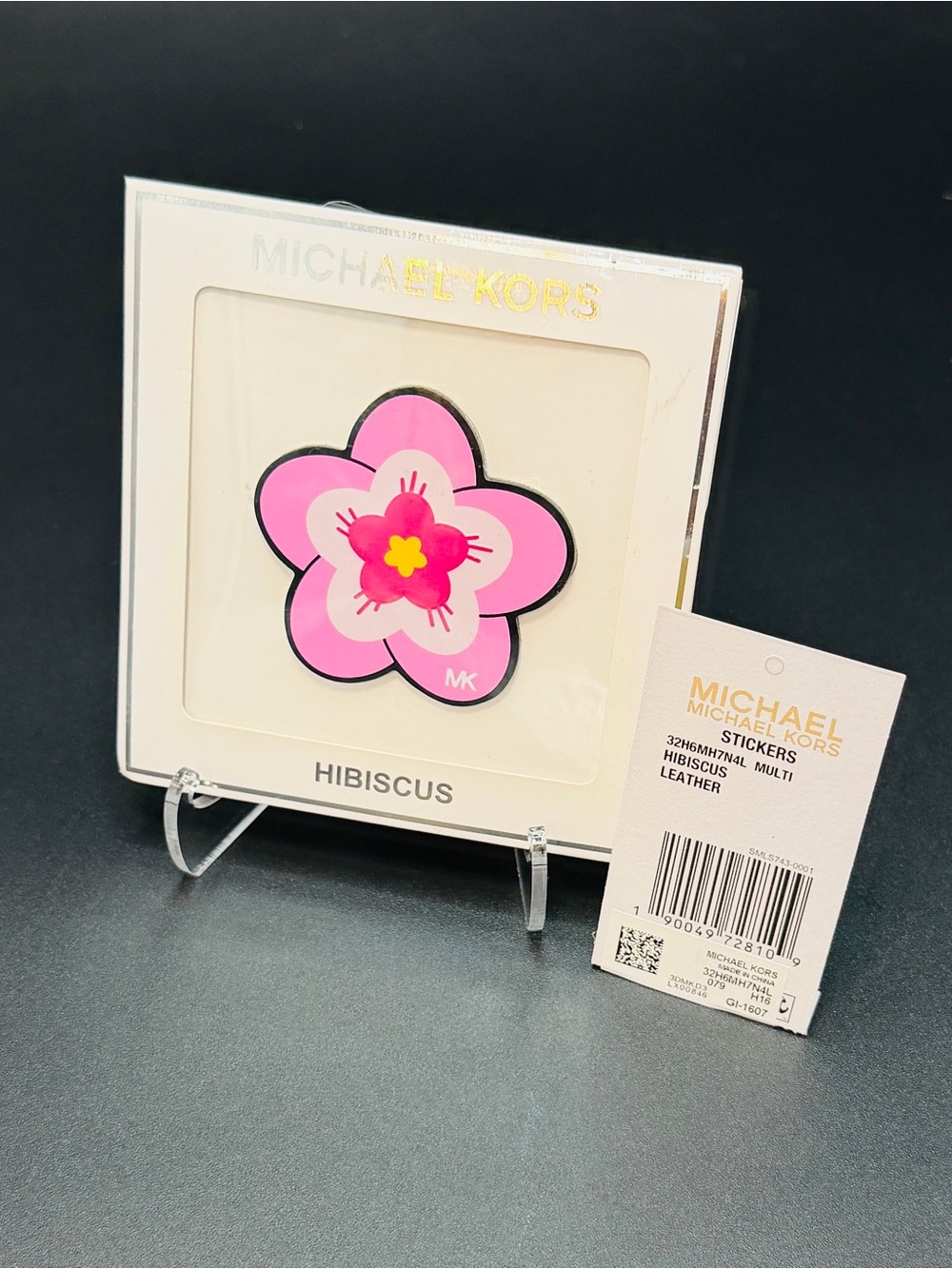 Michael Kors Pink Hibiscus Floral Leather Sticker